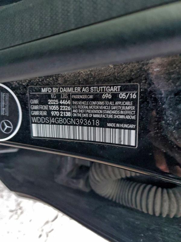 MERCEDES-BENZ CLA-CLASS 2016 VIN WDDSJ4GB0GN393618