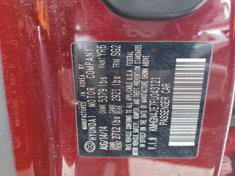 HYUNDAI GENESIS 2015 VIN KMHGN4JE7FU043121