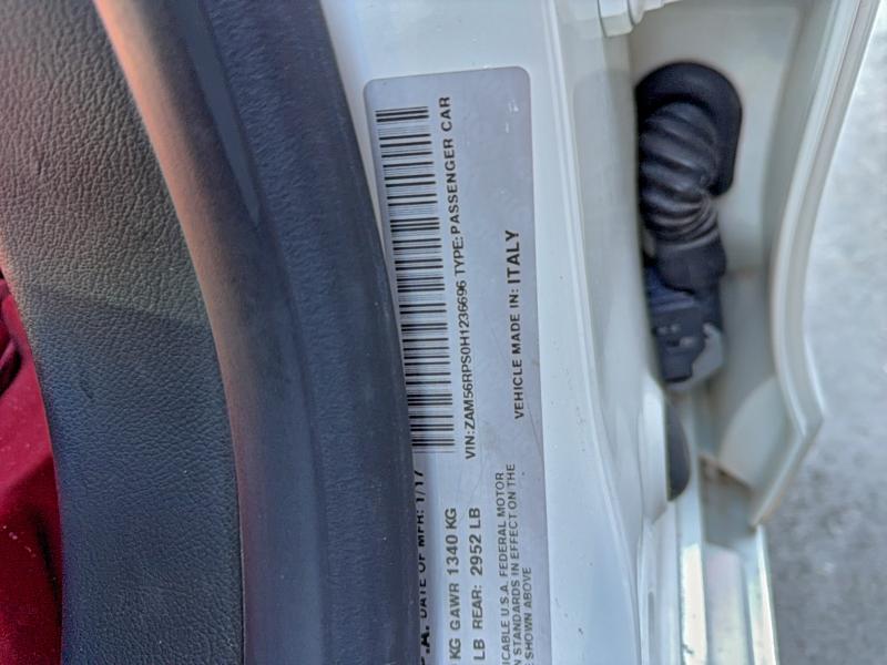 MASERATI QUATTROPOR 2017 VIN ZAM56RPS0H1236696