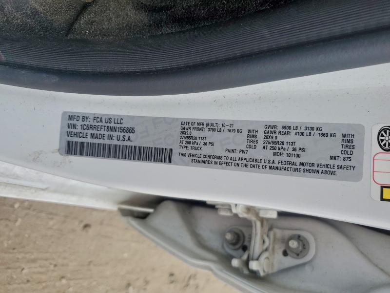 RAM 1500 2022 VIN 1C6RREFT8NN156865