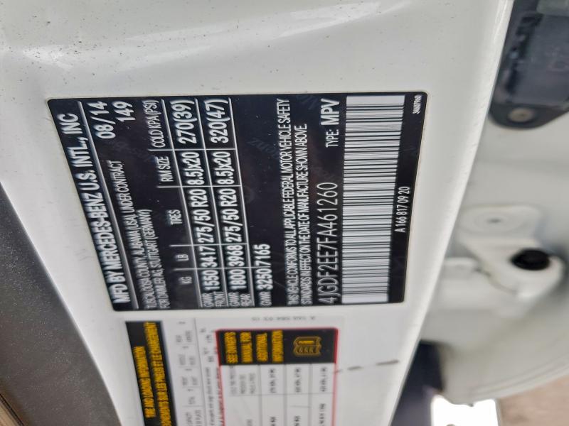 MERCEDES-BENZ GL-CLASS 2015 VIN 4JGDF2EE7FA461260