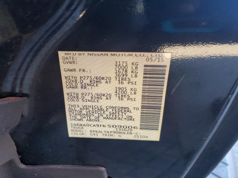 NISSAN TITAN 2015 VIN 1N6BA0CA9FN509006