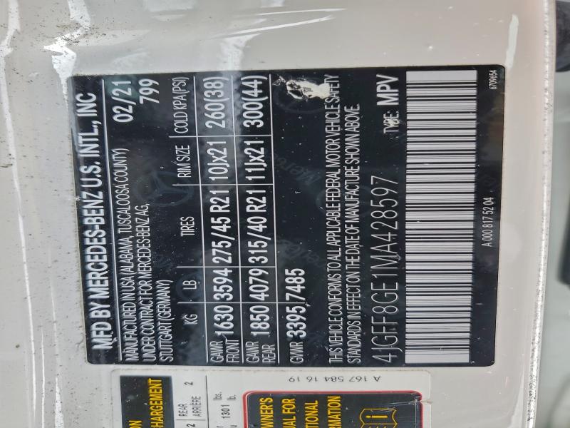 MERCEDES-BENZ GLS-CLASS 2021 VIN 4JGFF8GE1MA428597