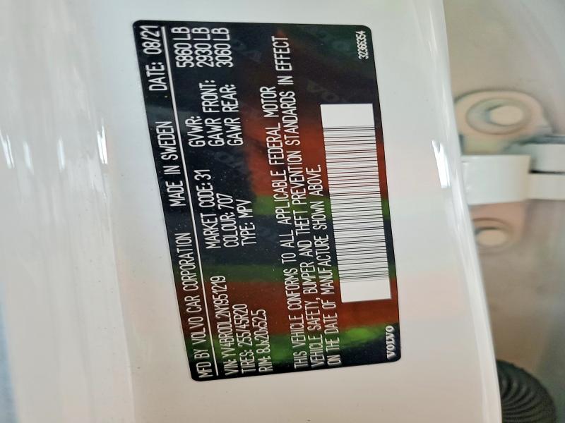 VOLVO XC60 T8 RE 2022 VIN YV4BR0DL2N1951219