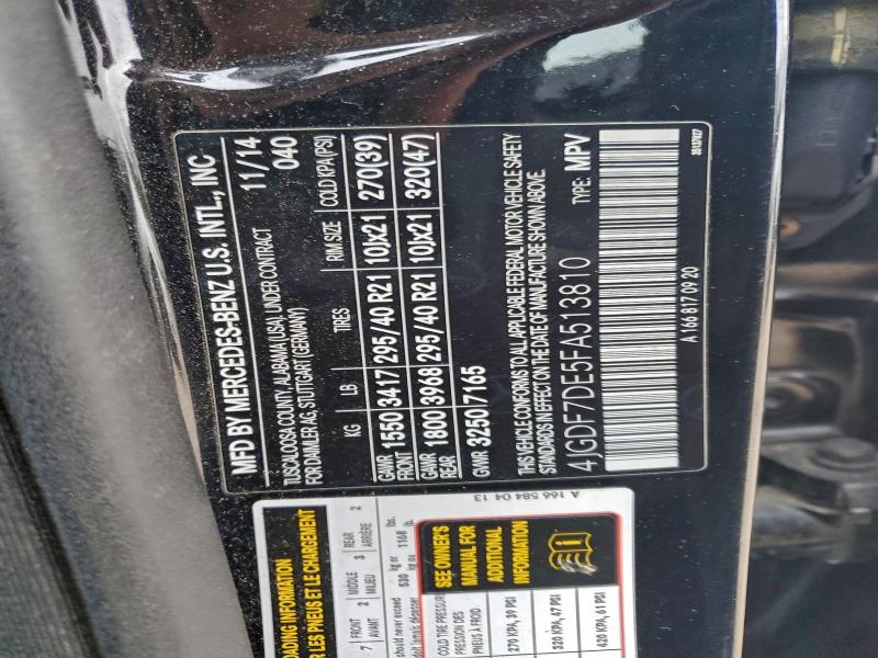 MERCEDES-BENZ GL-CLASS 2015 VIN 4JGDF7DE5FA513810