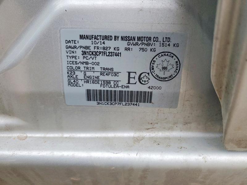 NISSAN MICRA 2015 VIN 3N1CK3CP7FL237441