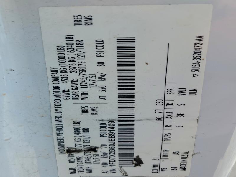 FORD F250 2018 VIN 1FD7X2B60JEB91409