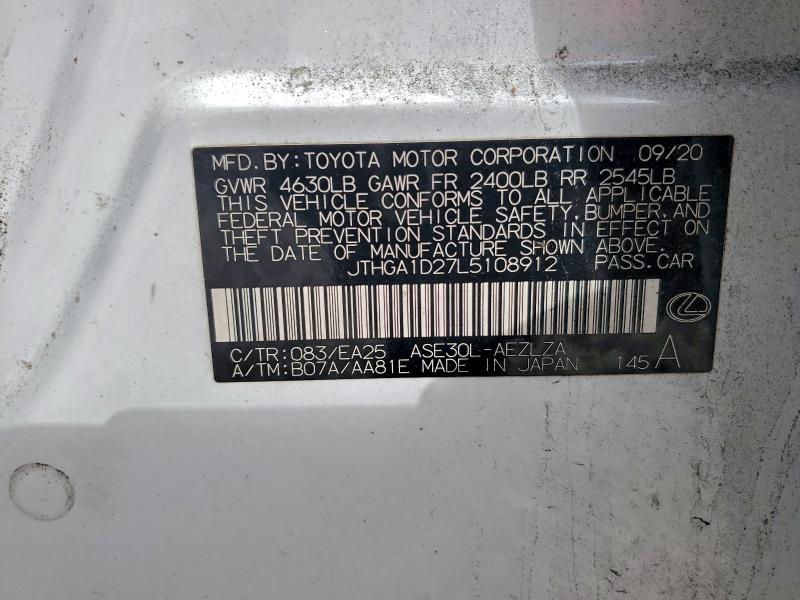 LEXUS IS 300 F S 2020 VIN JTHGA1D27L5108912