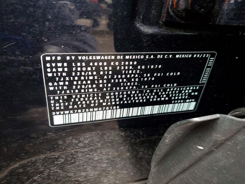 VOLKSWAGEN TAOS SE 2022 VIN 3VVWX7B25NM076185