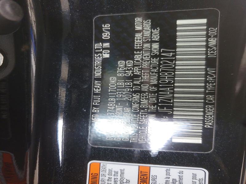 TOYOTA 86 2017 VIN JF1ZNAA19H8702147