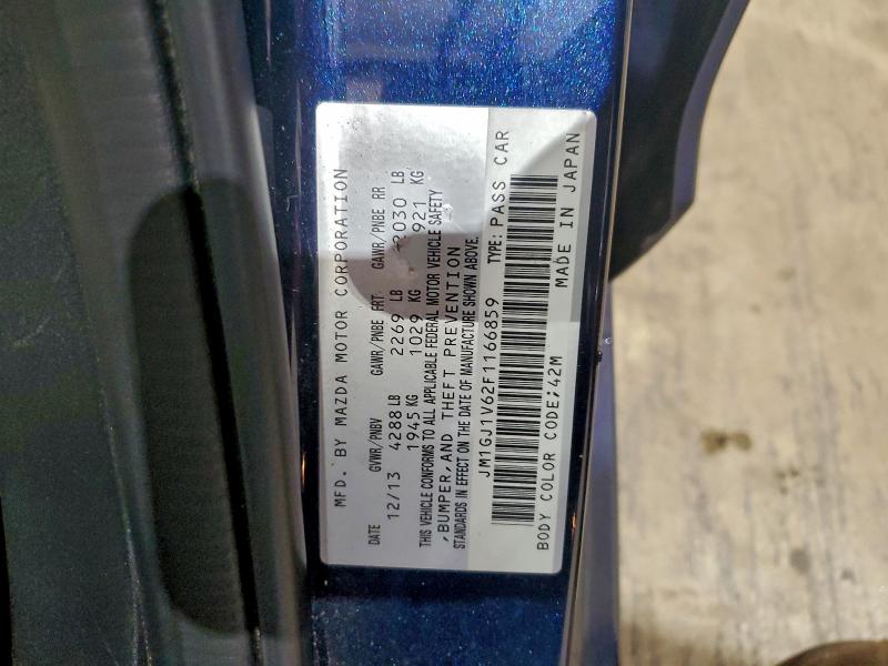 MAZDA 6 2015 VIN JM1GJ1V62F1166859