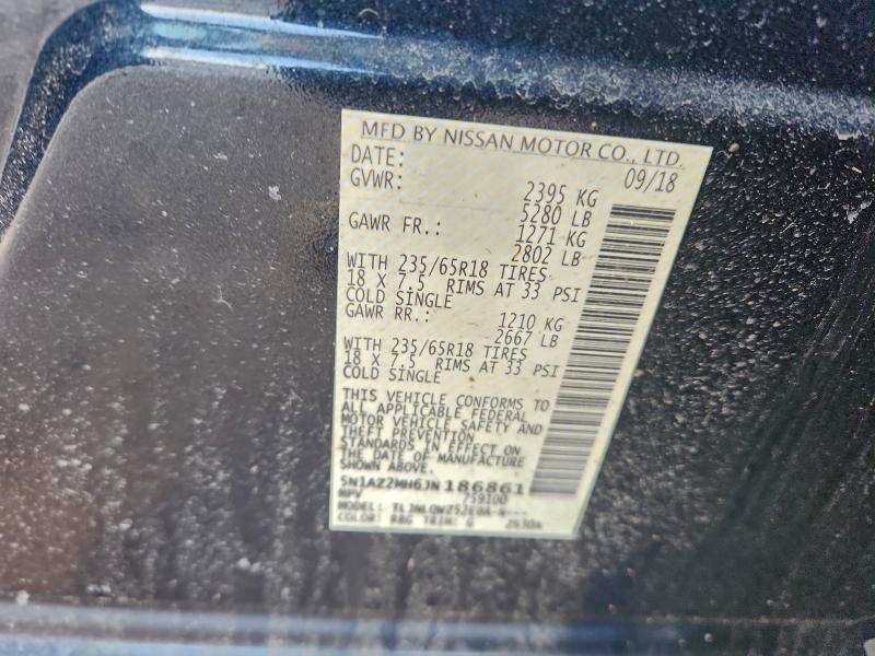 NISSAN MURANO 2018 VIN 5N1AZ2MH6JN186861