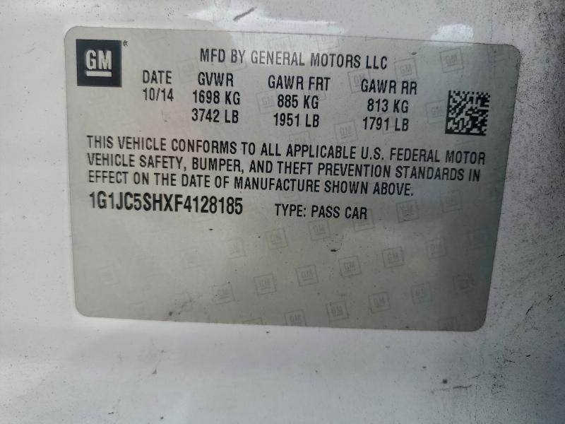 CHEVROLET SONIC 2015 VIN 1G1JC5SHXF4128185