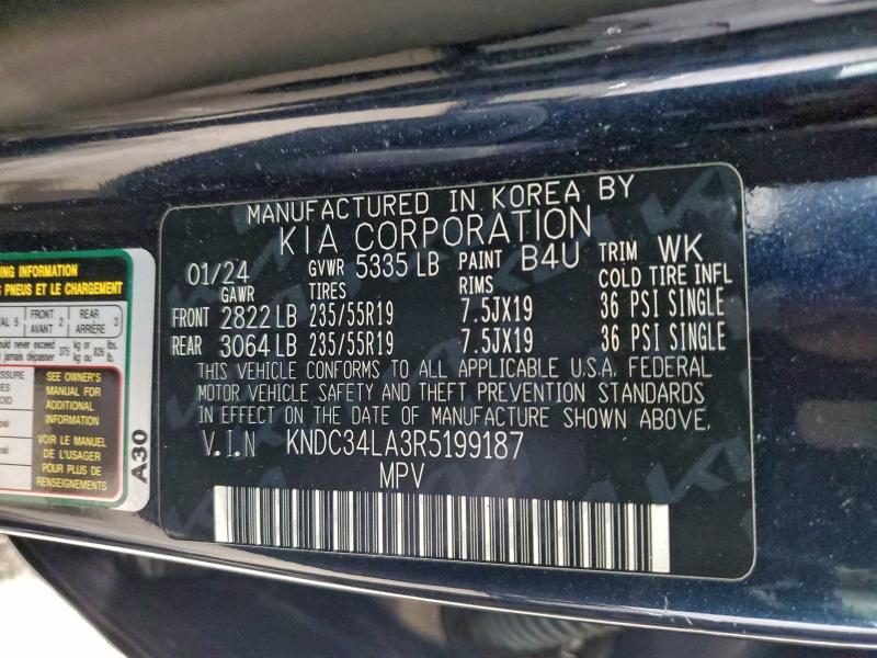 KIA EV6 LIGHT 2024 VIN KNDC34LA3R5199187