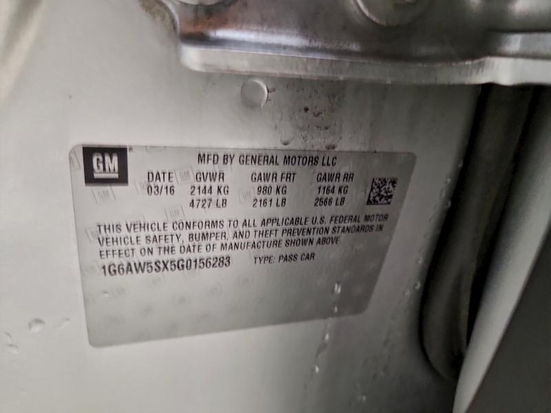 CADILLAC CTS 2016 VIN 1G6AW5SX5G0156283