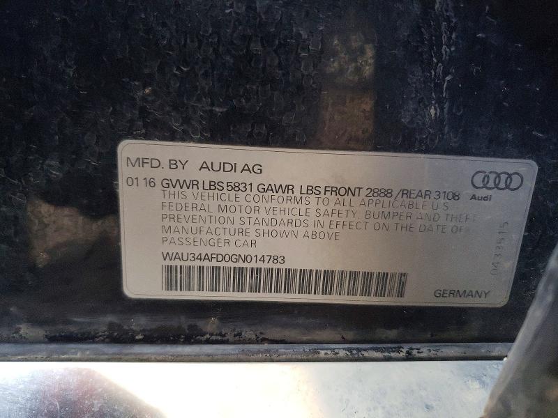 AUDI A8 2016 VIN WAU34AFD0GN014783