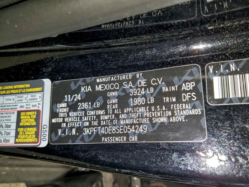 KIA K4 LX 2025 VIN 3KPFT4DE8SE054249