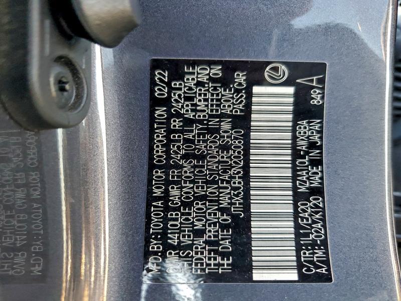 LEXUS UX 200 BAS 2022 VIN JTHX3JBH3N2050870