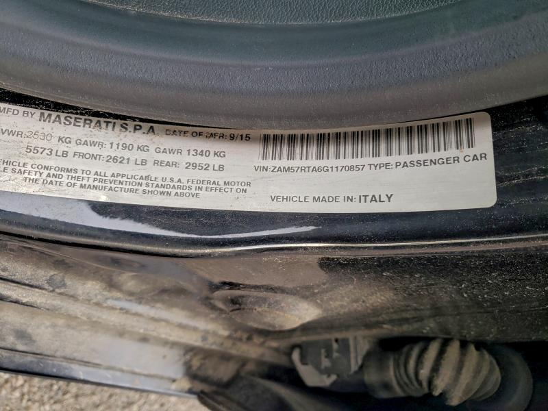 MASERATI ALL MODELS 2016 VIN ZAM57RTA6G1170857