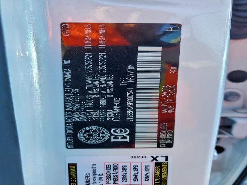 LEXUS RX 350H BA 2023 VIN 2T2BBMCA9PC007541