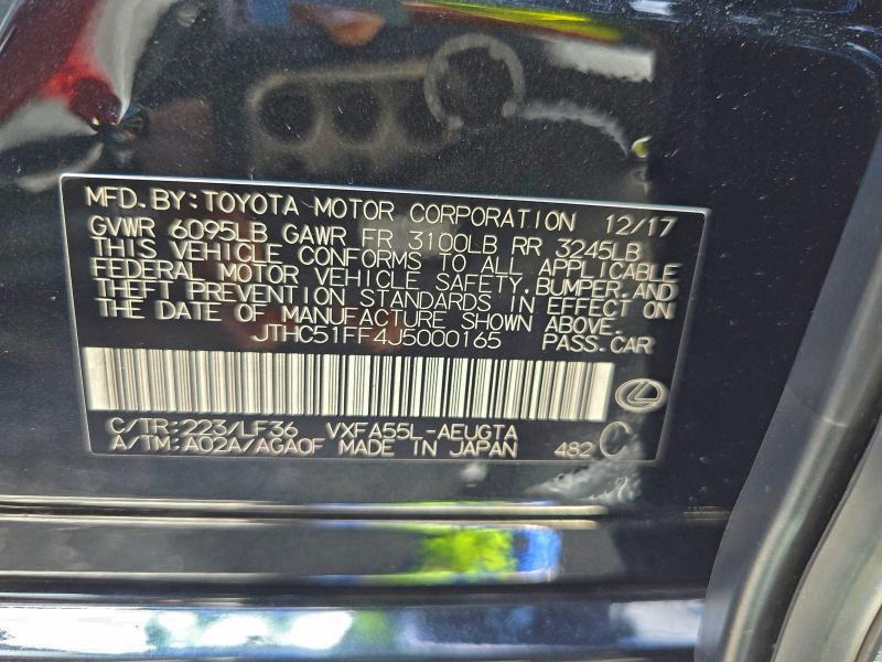 LEXUS LS500 2018 VIN JTHC51FF4J5000165