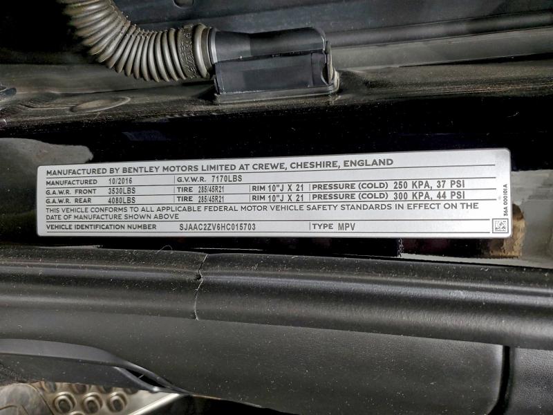 BENTLEY ALL MODELS 2017 VIN SJAAC2ZV6HC015703