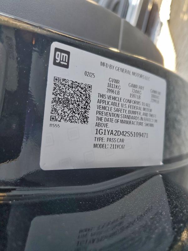 CHEVROLET CORVETTE 2025 VIN 1G1YA2D42S5109471