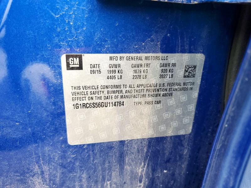 CHEVROLET VOLT 2016 VIN 1G1RC6S56GU114784