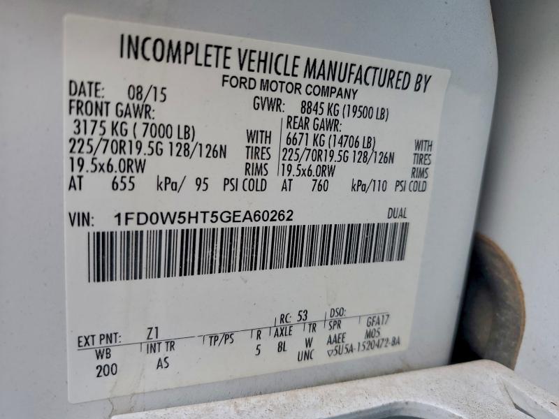 FORD F550 2016 VIN 1FD0W5HT5GEA60262