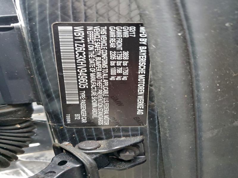 BMW I SERIES 2017 VIN WBY1Z6C3XHV949605