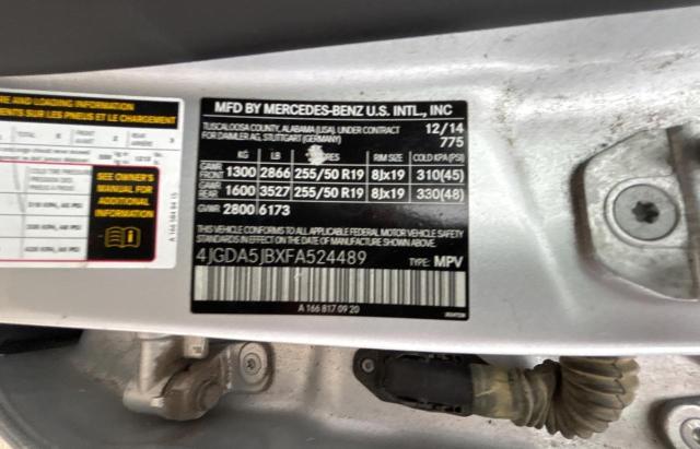 MERCEDES-BENZ M-CLASS 2015 VIN 4JGDA5JBXFA524489