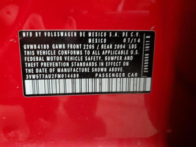 VOLKSWAGEN GTI 2015 VIN 3VW5T7AU2FM014489