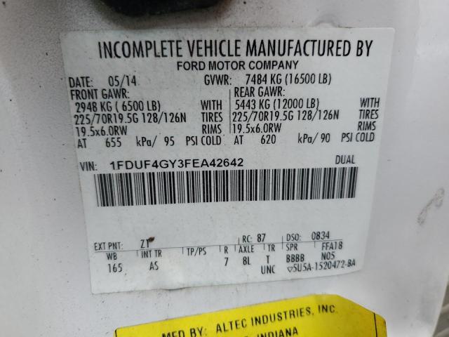 FORD F450 2015 VIN 1FDUF4GY3FEA42642