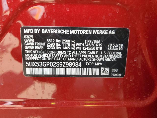 BMW X3 30 XDRI 2025 VIN 5UX53GP02S9Z98984