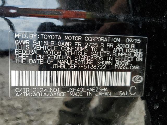 LEXUS LS460 2015 VIN JTHBL5EF7F5138722
