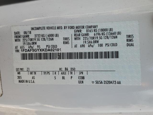 FORD F550 2019 VIN 1FDAF5GYXKDA02101