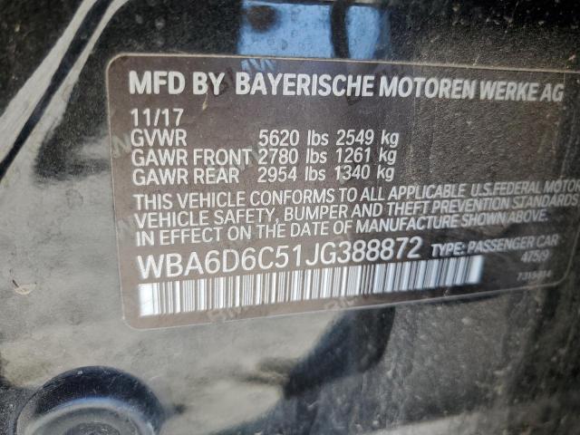BMW 6 SERIES 2018 VIN WBA6D6C51JG388872