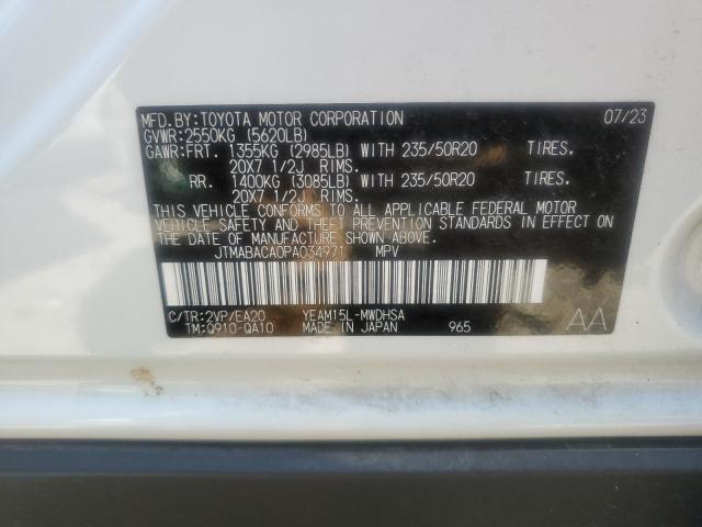 TOYOTA BZ4X XLE 2023 VIN JTMABACA0PA034971