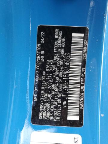 TOYOTA GR 86 PREM 2022 VIN JF1ZNBF16N8756063