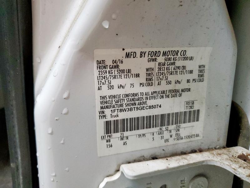FORD F350 2016 VIN 1FT8W3BT5GEC85074