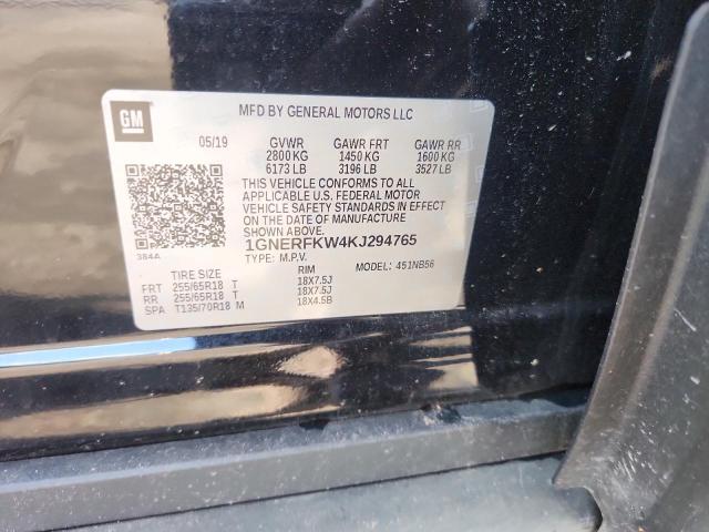 CHEVROLET TRAVERSE 2019 VIN 1GNERFKW4KJ294765