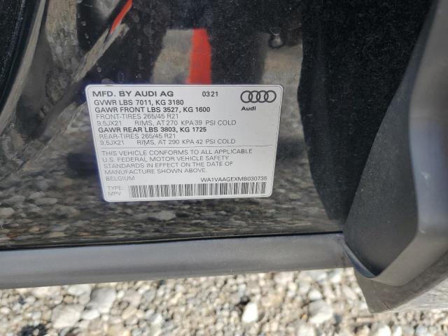 AUDI E-TRON 2021 VIN WA1VAAGEXMB030735