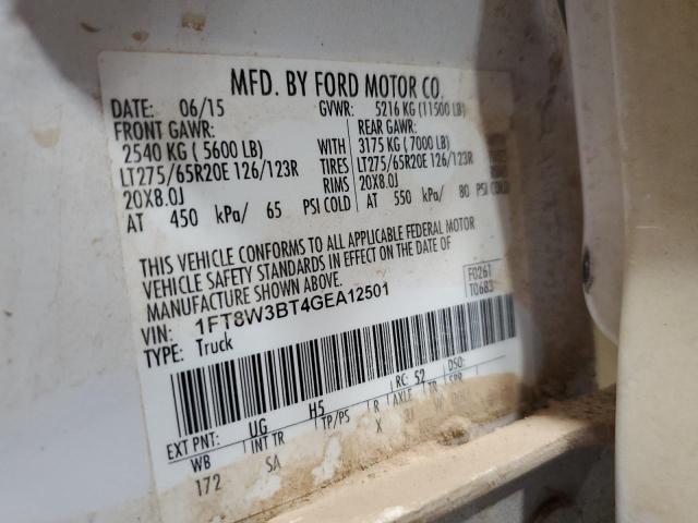 FORD F350 2016 VIN 1FT8W3BT4GEA12501