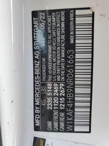 MERCEDES-BENZ C-CLASS 2022 VIN W1KAF4HB9NR061663