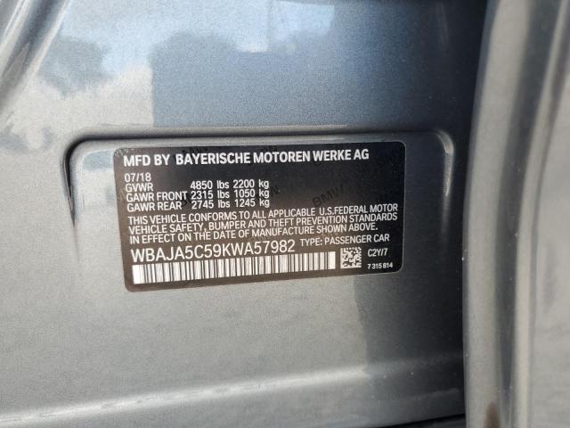 BMW 5 SERIES 2019 VIN WBAJA5C59KWA57982