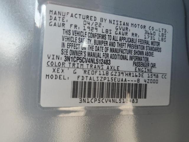 NISSAN KICKS 2022 VIN 3N1CP5CV4NL512483