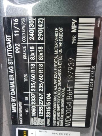 MERCEDES-BENZ GLC-CLASS 2017 VIN WDC0G4JB6HF197939