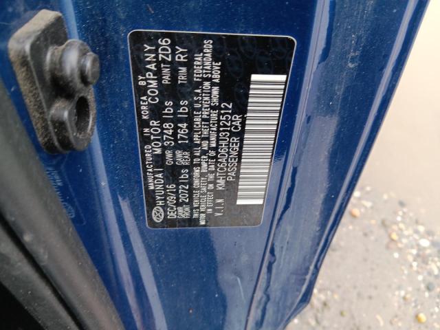 HYUNDAI VELOSTER 2017 VIN KMHTC6AD6HU312512