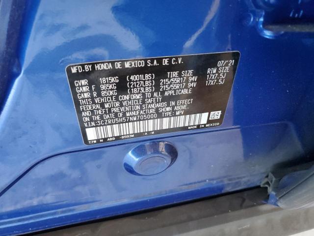 HONDA HR-V 2022 VIN 3CZRU5H57NM705000