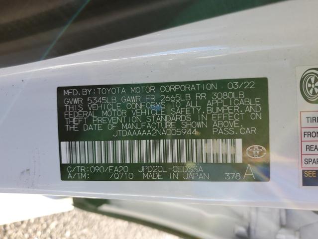 TOYOTA MIRAI LE 2022 VIN JTDAAAAA2NA005944